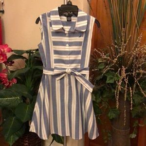 Nautical Girls Denim Belted Sleeveless Shirtdress